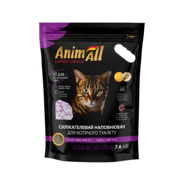 Наполнитель AnimAll Premium силикагелевый, фиолетовый аметист, для кошачьего туалета, 7.6 л (42037) - цена, характеристики, отзывы, рассрочка, фото 1