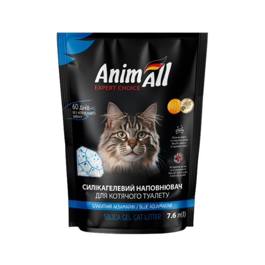 Наполнитель AnimAll силикагелевый, голубой аквамарин, для кошачьего туалета, 7.6 л (42035)