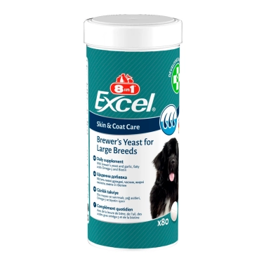 Вітаміни 8in1 Excel Brewers Yeast Large Breed для собак великих порід, пивні дріжджі з часником, для шкіри та шерсті, 80 шт (661824) - цена, характеристики, отзывы, рассрочка, фото 1