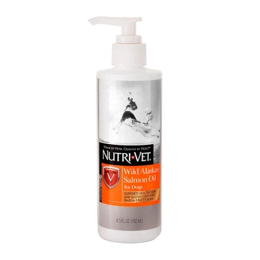 Добавка Nutri-Vet Salmon Oil олія дикого лосося, для шерсті, для собак, 192 мл (50728) - цена, характеристики, отзывы, рассрочка, фото 1