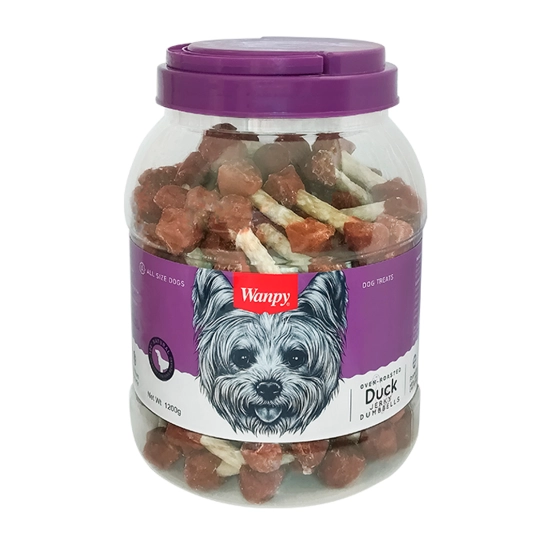 Лакомство Wanpy, для собак, кость-гантель с вяленой уткой, 1.2 кг (DA-06H-Банка)