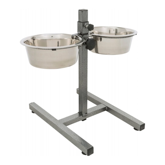 Миска Trixie, для собак, двойная, на регулируемой подставке, металлическая, 2x1.8 л / 21 см, h-40 см (24921)