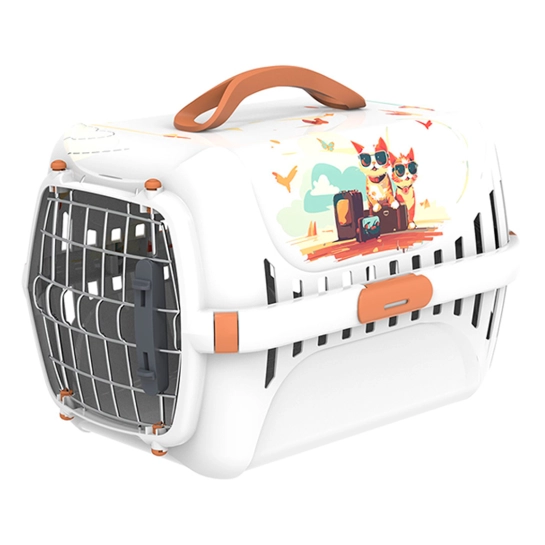 Переноска Moderna Trendy Runner Indy & Louise, для кішок, з металевими дверцятами і замком, сіро-біле, 50.1x32x34.5 см (T153027IL)