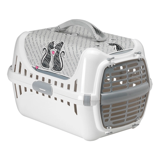 Переноска Moderna Trendy Runner Cats In Love, для кошек, с пластиковой дверцей, белая, 50x32x34.5 см (T150026CL)