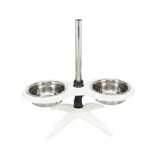 Миска Trixie для собак, на регульованій підставці, біла, 2х1,6 л, d:21 см (меламін/метал) (25006)