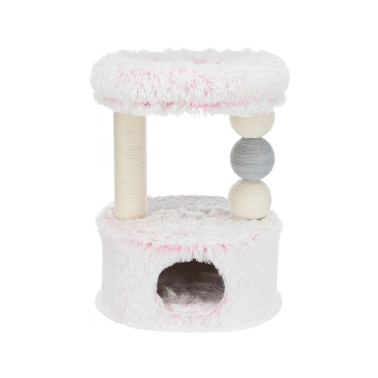 Когтеточка-домик Trixie Harvey для кошек, джут/плюш, бело-розовая, 54×40×73 см (44539)