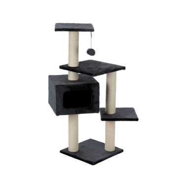 Когтеточка-комплекс Trixie Palamos для кошек с игрушкой на верёвке, сизаль/плюш, чёрная, 39×39×109 см (43787) - цена, характеристики, отзывы, рассрочка, фото 1