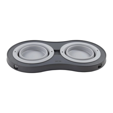 Миска двойная DEXAS Double Feeder на складной подставке малая 240 мл Светло-Серая (PW100432429) - цена, характеристики, отзывы, рассрочка, фото 1