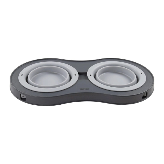 Миска двойная DEXAS Double Feeder на складной подставке малая 240 мл Светло-Серая (PW100432429)