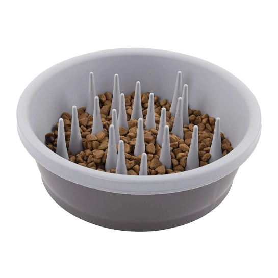 Миска силиконовая DEXAS Slow Feed для медленного кормления 1,44 л Тёмно-Серая/Светло-Серая (PW301-432-429)