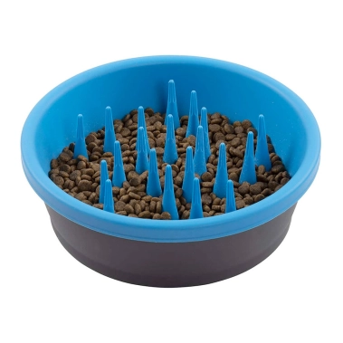 Миска силиконовая DEXAS Slow Feed для медленного кормления 1,44 л Тёмно-Серая/Голубая (PW301-432-2194) - цена, характеристики, отзывы, рассрочка, фото 1