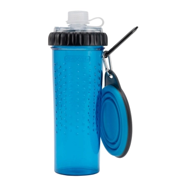 Пляшка подвійна DEXAS Snack Duo для рідини та корму зі складною мискою 720 мл Блакитна (PW4504322194) - цена, характеристики, отзывы, рассрочка, фото 1