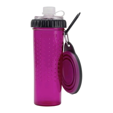 Пляшка подвійна DEXAS Snack Duo для рідини та корму зі складною мискою 720 мл Пурпурна (PW4504322405) - цена, характеристики, отзывы, рассрочка, фото 1