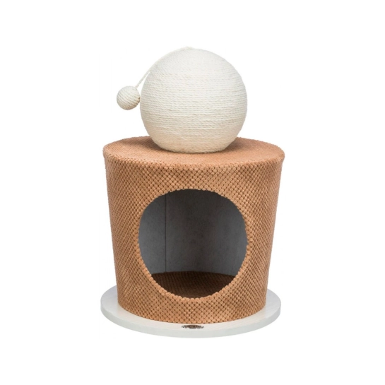 Когтеточка-домик Trixie Пещера для кошек, с шариком, МДФ/джут/плюш, серо-коричневая, 36×50 см (44413)