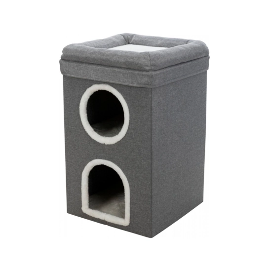 Кігтеточка-будиночок Trixie Saul для кішок, сизаль/плюш, сіра/біла, 39×39×64 см (44433)