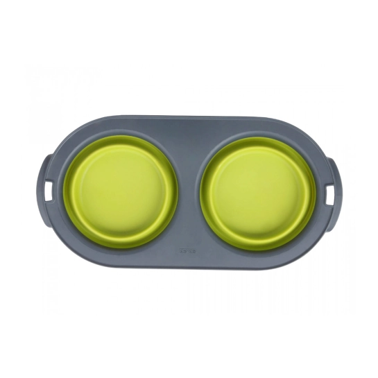 Складна миска DEXAS Pet Feeder подвійна велика 1200 мл Зелена (dx30658)