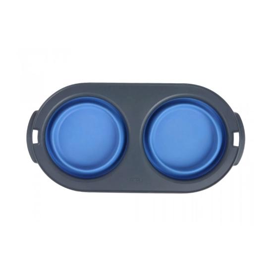 Складная миска DEXAS Pet Feeder двойная средняя 600 мл Синяя (dx30656)