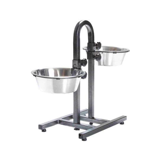 Миска Trixie для собак, двойная, на регулируемой подставке-дуге, металлическая, 2×2.8 л/24 см, h-43 см (2497)