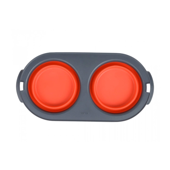 Складна миска DEXAS Pet Feeder подвійна середня 600 мл Червона (dx30655)