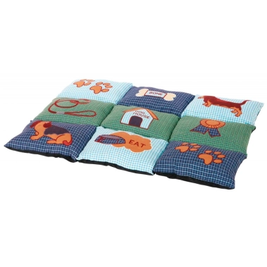 Матрац Trixie Patchwork, для собак, із собачками, мікрофібра, наповнювач флісовий, синьо-зелений, 80×55 см (37069) - цена, характеристики, отзывы, рассрочка, фото 1