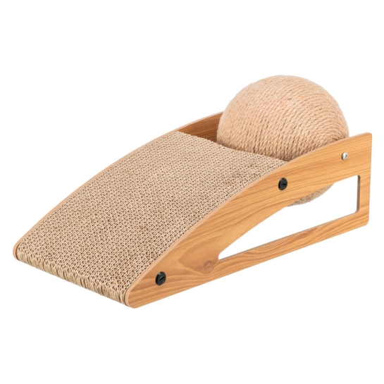 Когтеточка Trixie для кошек, рампа с мячом, картон/МДФ, 40х17х20 см (48023)