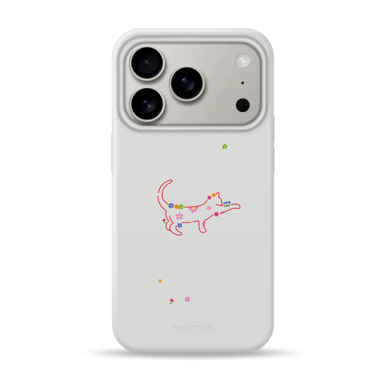 Чехол Pump Silicone Minimalistic Case with MagSafe for iPhone 17 Pro Max Cat and Flowers - цена, характеристики, отзывы, рассрочка, фото 1