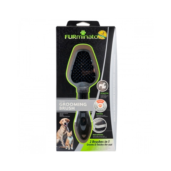 Расческа-щетка FURminator для кошек и собак, двухсторонняя, с резиновой ручкой и защитными шариками (691663)