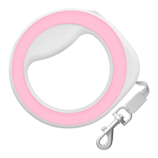 Поводок-рулетка для собак WAUDOG R-leash круглая XS-M до 40 кг 2,9 м светоотражающая лента Розовый (81277)