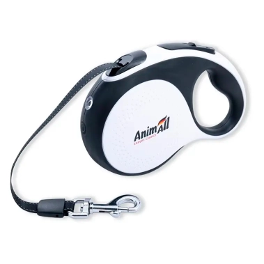 Рулетка-повідець AnimAll L до 50 кг, для собак, біло-чорна, 5 м (171728) - цена, характеристики, отзывы, рассрочка, фото 1