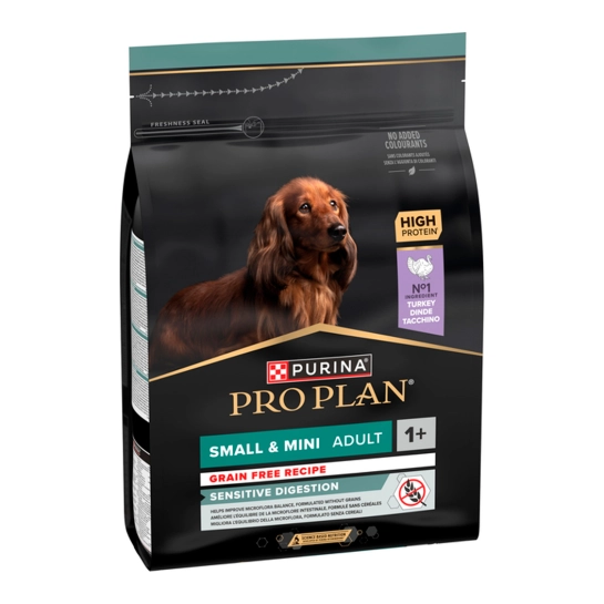 Сухой корм Purina Pro Plan Small&Mini Sensitive Digestion беззерновой, для взрослых собак мелких пород с чувствительным пищеварением, с индейкой, 2,5