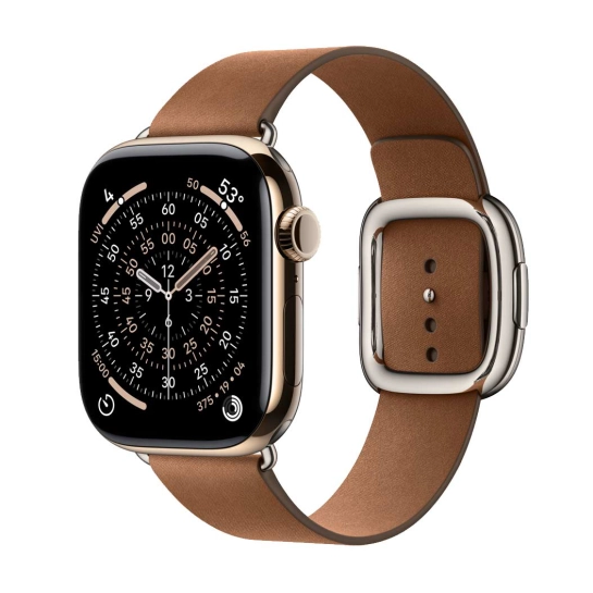 Б/У Смарт-часы Apple Watch Series 11 GPS + LTE 42mm Gold Titanium Case w. Caramel Modern Buckle (Отличное)