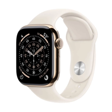Б/У Смарт-часы Apple Watch Series 11 GPS + LTE 42mm Gold Titanium Case w. Starlight Sport Band (Отличное) - цена, характеристики, отзывы, рассрочка, фото 1