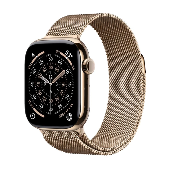 Б/У Смарт-часы Apple Watch Series 11 GPS + LTE 46mm Gold Titanium Case with Gold Milanese Loop - M/L (Идеальное)