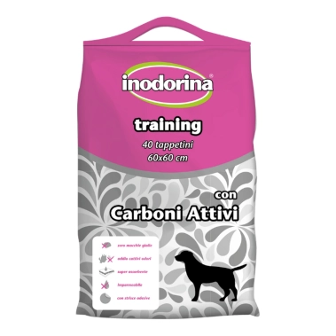 Одноразові гігієнічні пелюшки для собак Inodorina Training Carboni з активованим вугіллям, 40 шт, 60 x 60 см (250.0070.001) - цена, характеристики, отзывы, рассрочка, фото 1