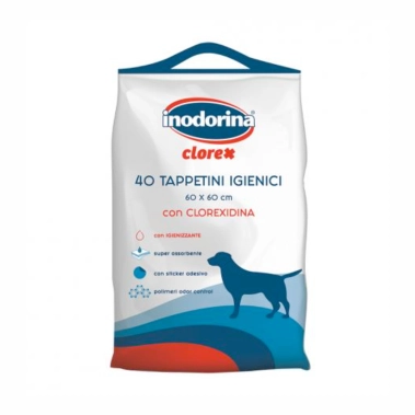 Пелюшки для собак з хлоргексидином Inodorina Clorex Tappetini, 40 шт, 60 x 90 см (250.0050.002) - цена, характеристики, отзывы, рассрочка, фото 1