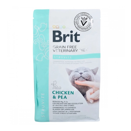 Сухой корм Brit GF VetDiet Cat Struvite для кошек при мочекаменной болезни Курица и Горох 2 кг (170954/528271)