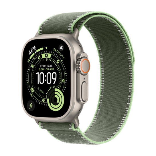 Ремешок Apple Trail Loop for Apple Watch 49mm Green/Neon - M/L - Natural Titanium Finish   - цена, характеристики, отзывы, рассрочка, фото 1