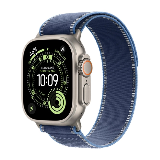 Ремінець Apple Trail Loop for Apple Watch 49mm Blue/Bright Blue - M/L - Natural Titanium Finish
