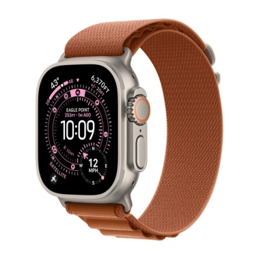 Ремінець Apple Alpine Loop for Apple Watch 49mm Terra Cotta -  Medium - Natural Titanium Finish - цена, характеристики, отзывы, рассрочка, фото 1