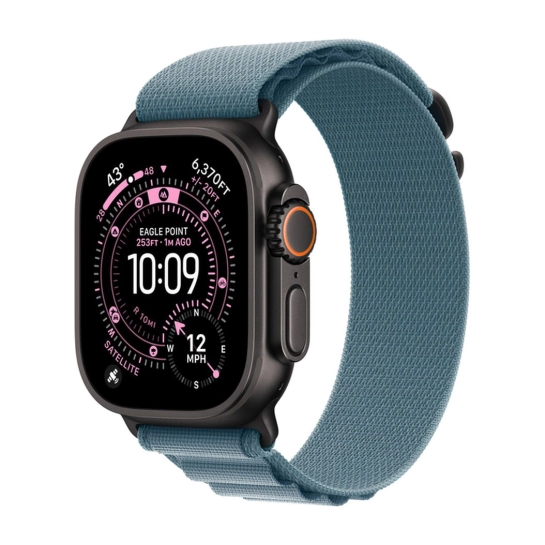 Ремінець Apple Alpine Loop for Apple Watch 49mm Light Blue -  Medium - Black Titanium Finish