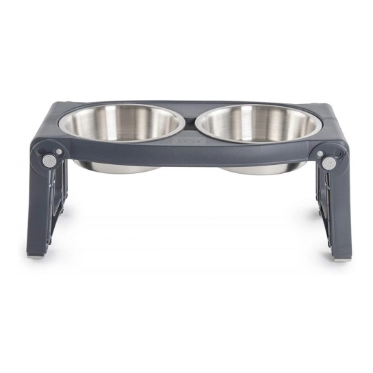 Миска двойная Dexas Pet Feeder для собак и кошек из нержавеющей стали регулируемые ножки 960 мл Серая (PW120432SS)