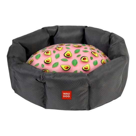 Лежанка для собак WAUDOG Relax малюнок «Авокадо на рожевому» L 49 x 59 x 20 см (315-4051)