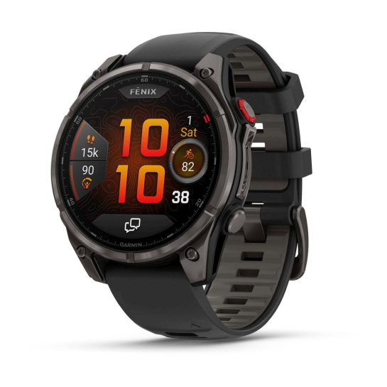 Смарт-часы Garmin Fenix 8 Pro 47 mm AMOLED Carbon Gray DLC Titanium with Black/Pebble Gray (010-03198-00/01) - цена, характеристики, отзывы, рассрочка, фото 1