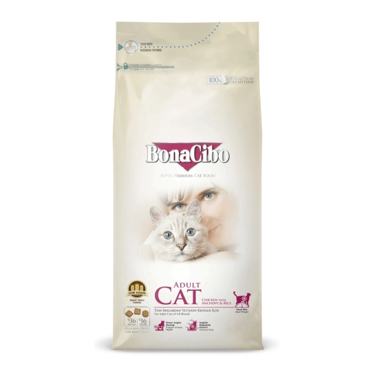 Сухий корм для кішок BonaCibo Adult Cat Chicken & Rice with Anchovy з Куркою, Рисом та Анчоусом 2 кг (BC406090)