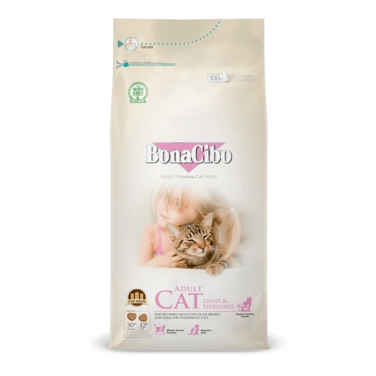 Сухий корм для кішок BonaCibo Adult Cat Light & Sterilized з Куркою та Рисом 5 кг (BC405680)