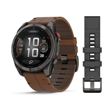 Смарт-часы Garmin Fenix 8 Pro 51 mm AMOLED Carbon Gray DLC Titanium with Chestnut Leather Band (010-03199-40) - цена, характеристики, отзывы, рассрочка, фото 1