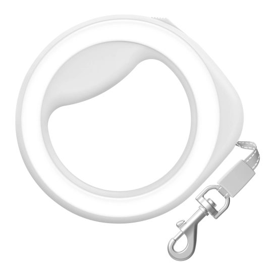 Повідець-рулетка для собак WAUDOG R-leash кругла XS-M до 40 кг 2,9 м Світловідбивна стрічка Білий (812715)