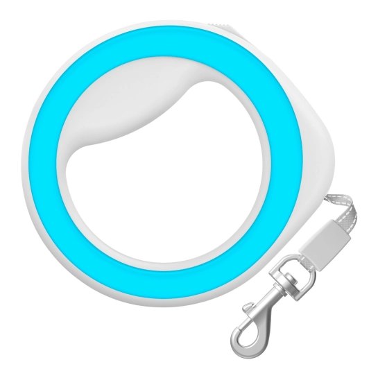Поводок-рулетка для собак WAUDOG R-leash круглая XS-M до 40 кг 2,9 м светоотражающая лента Голубой (81272)