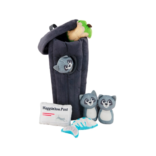 Інтерактивна іграшка Outward Hound для собак Єнот-Схованка, сіра, 18×32×18 см (oh70498)