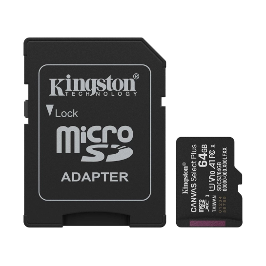 Карта памяти Kingston microSDXC 64GB Canvas Select Plus Gen3 A1 Class 10 + adapter (SDCS3/64GB)